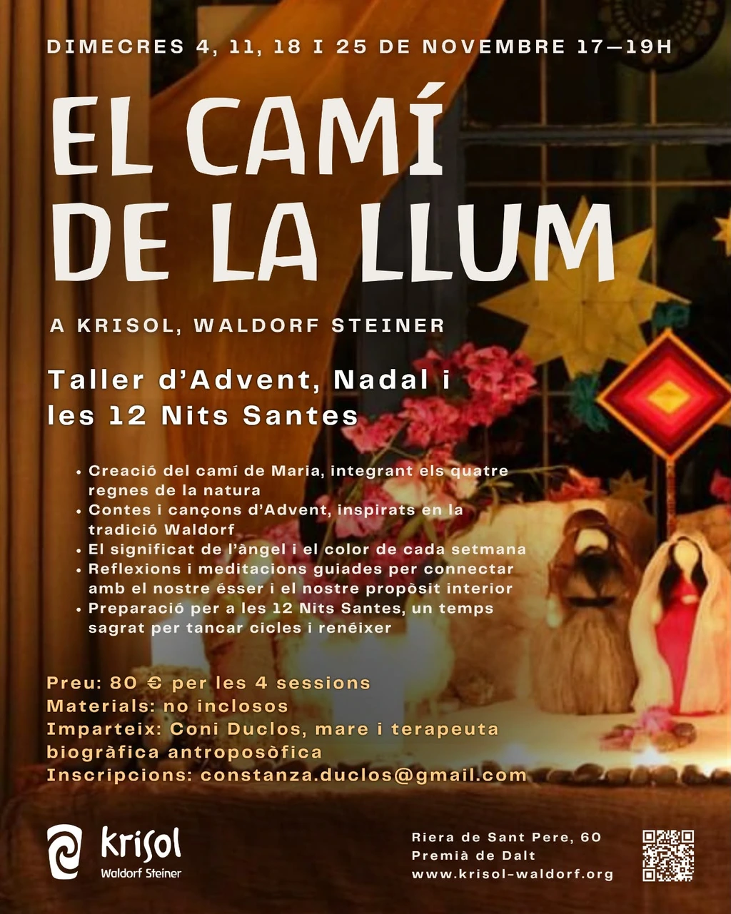 El camí de la Llum – Krisol, dimecres 4, 11, 18 i 25 de novembre de 2026