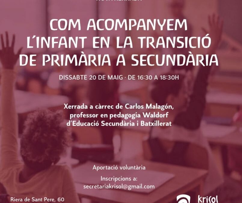 Charla a cargo de Carlos Malagón, «Como acompañar al niño en la transición de primaria a secundaria».