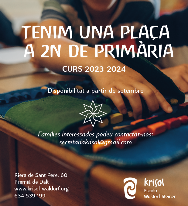 Tenemos una plaza libre para 2º de primaria