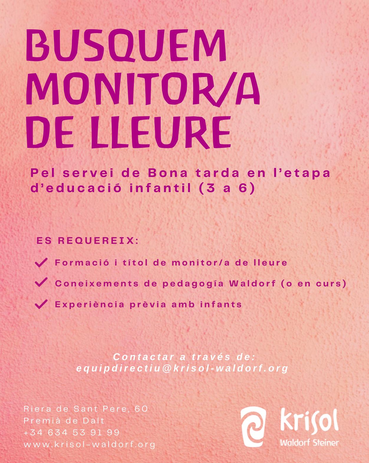 Buscamos monitor/a de tiempo libre